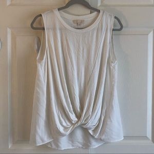 White twist front tank top